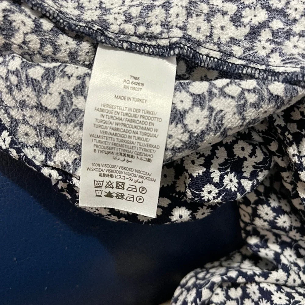 Boden Navy Blue Daisy Floral Square Neck Puff Sleeve Blouse US Size 6/UK 10 Boho